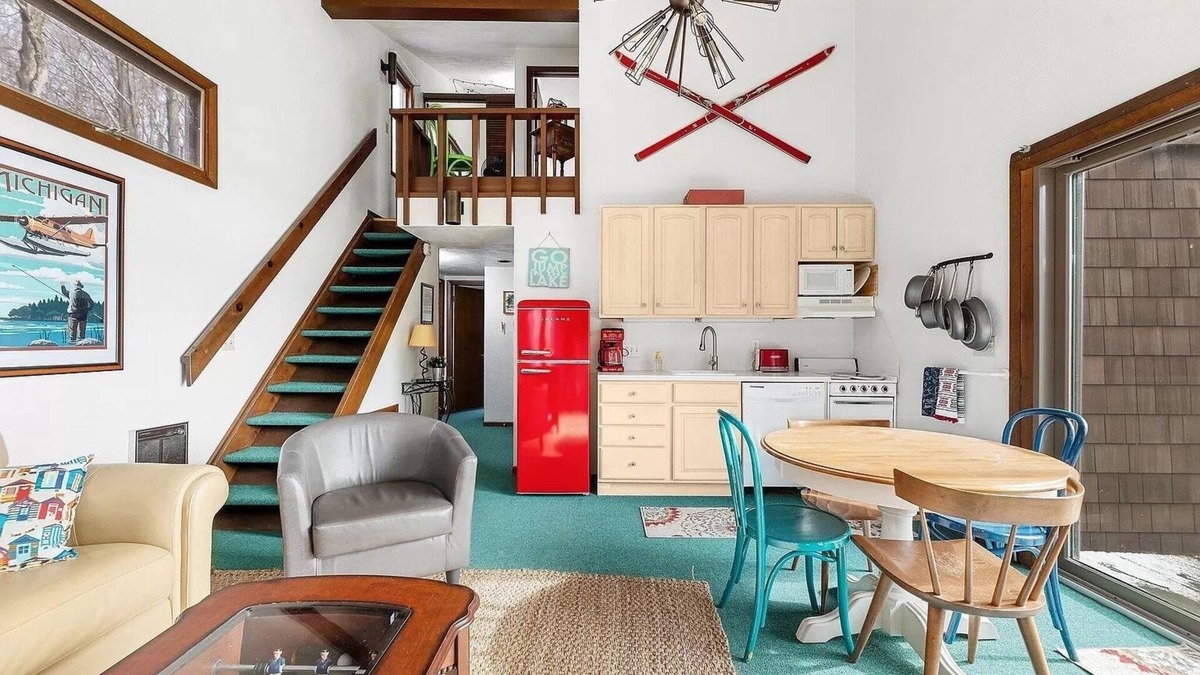 Gaylord Ski Chalet | Lakefront Vintage Chalet Surrounded by Lush Forest + Boats, Kayaks, Retro Games