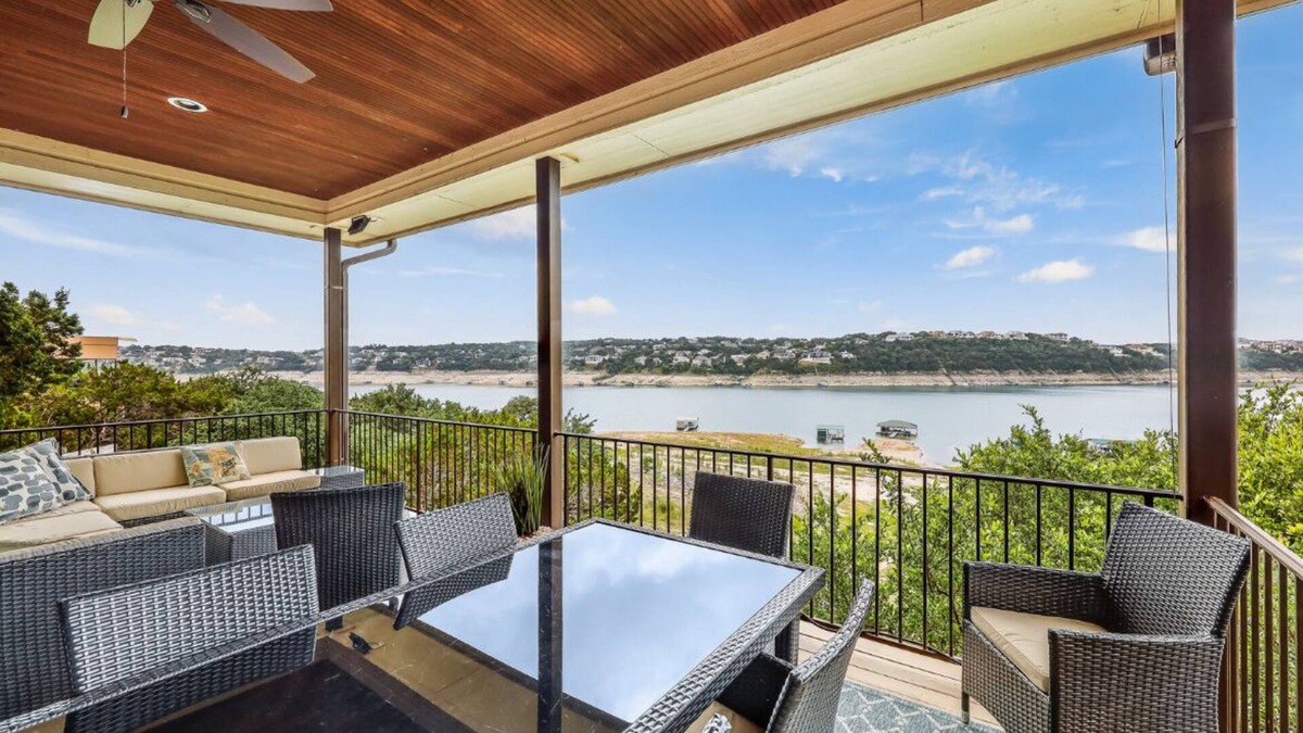 Point Venture House | Lakefront w gourmet kitchen, open living, multiple decks/patios, hot tub, dock