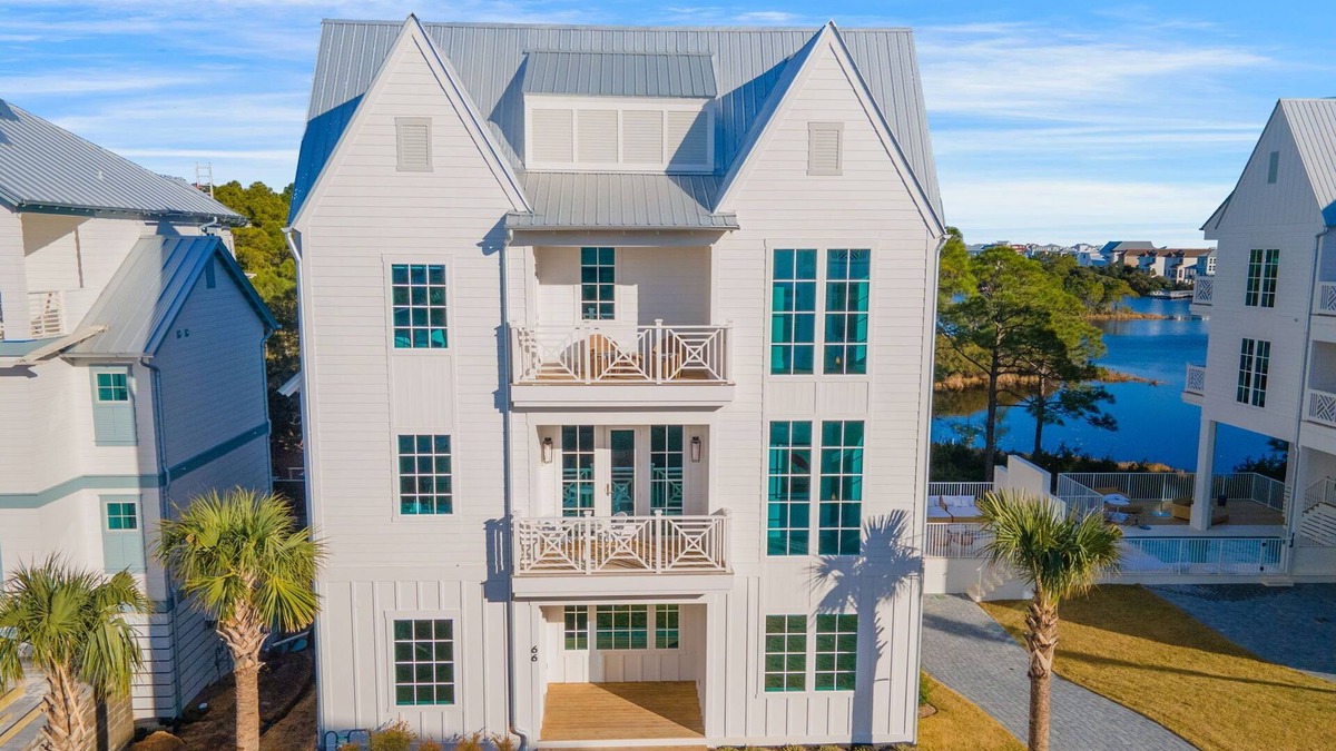 Dune Allen Beach House | "Lakeside Love" Lakefront Private Pool Golf Cart Short Walk to the Beach