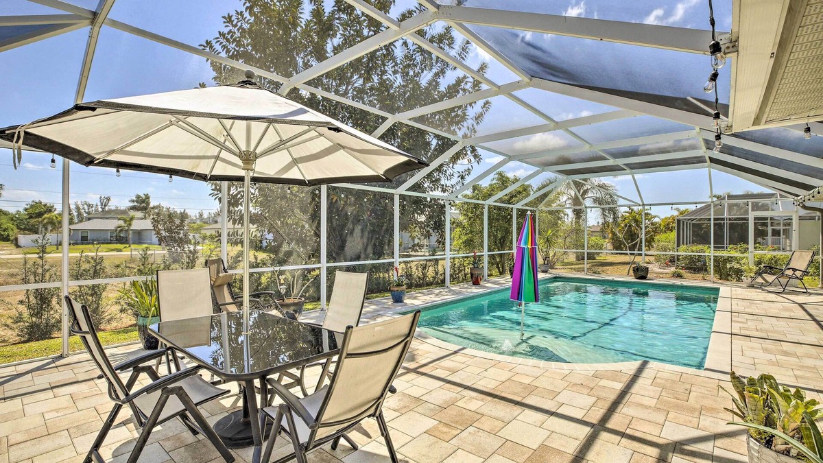 Trafalgar House | Lanai & Heated Pool: Stunning Cape Coral Getaway