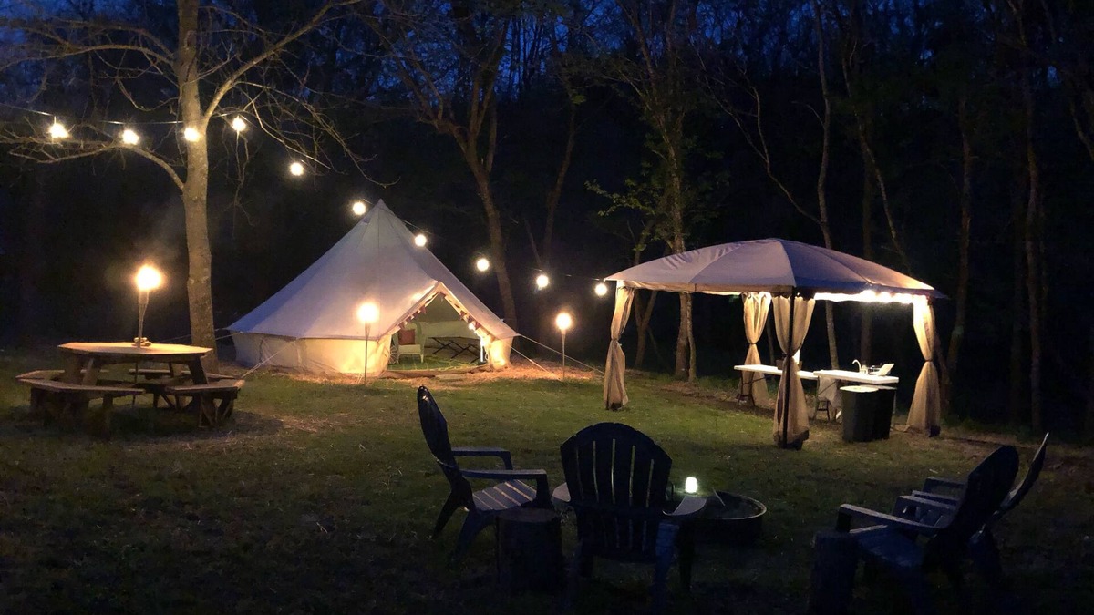 Eureka Springs RV Rental | Large Canvas Bell Tent on Kings River