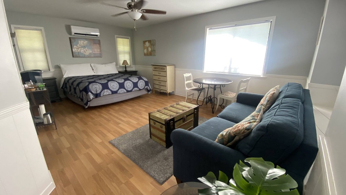 Chico House | Large king guest room with private entrance and bathroom.