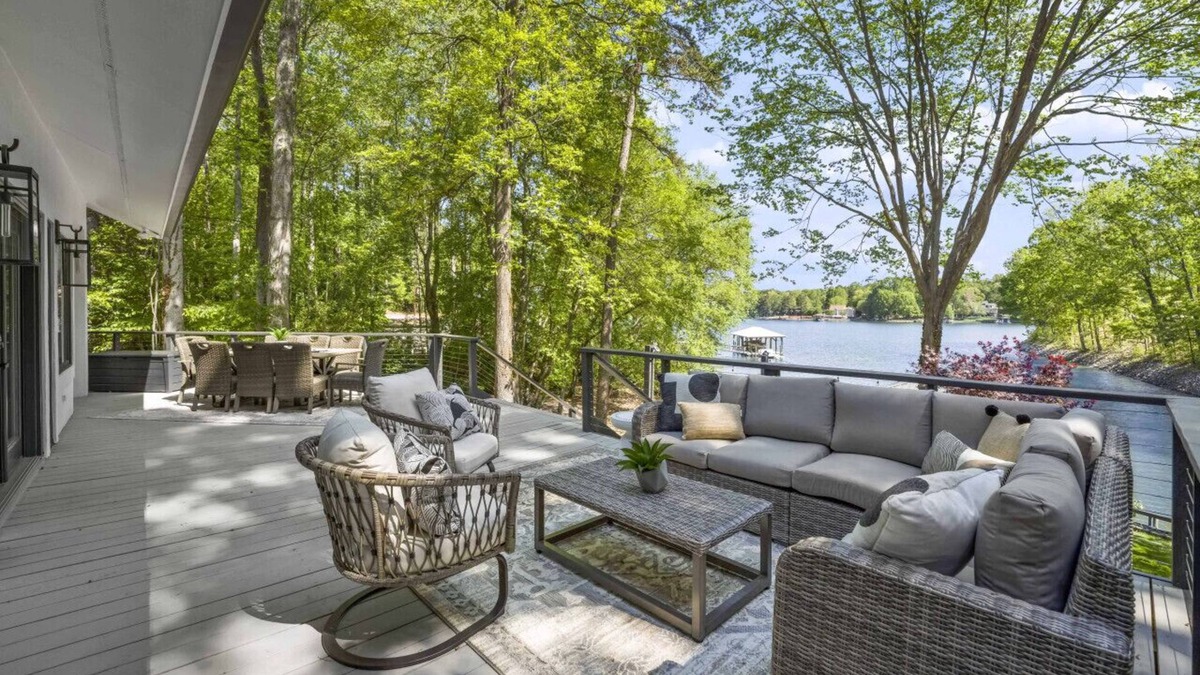 Mooresville Villa | Living the Dream: Luxurious Lakeside Home with New Private Pool and Poolhouse