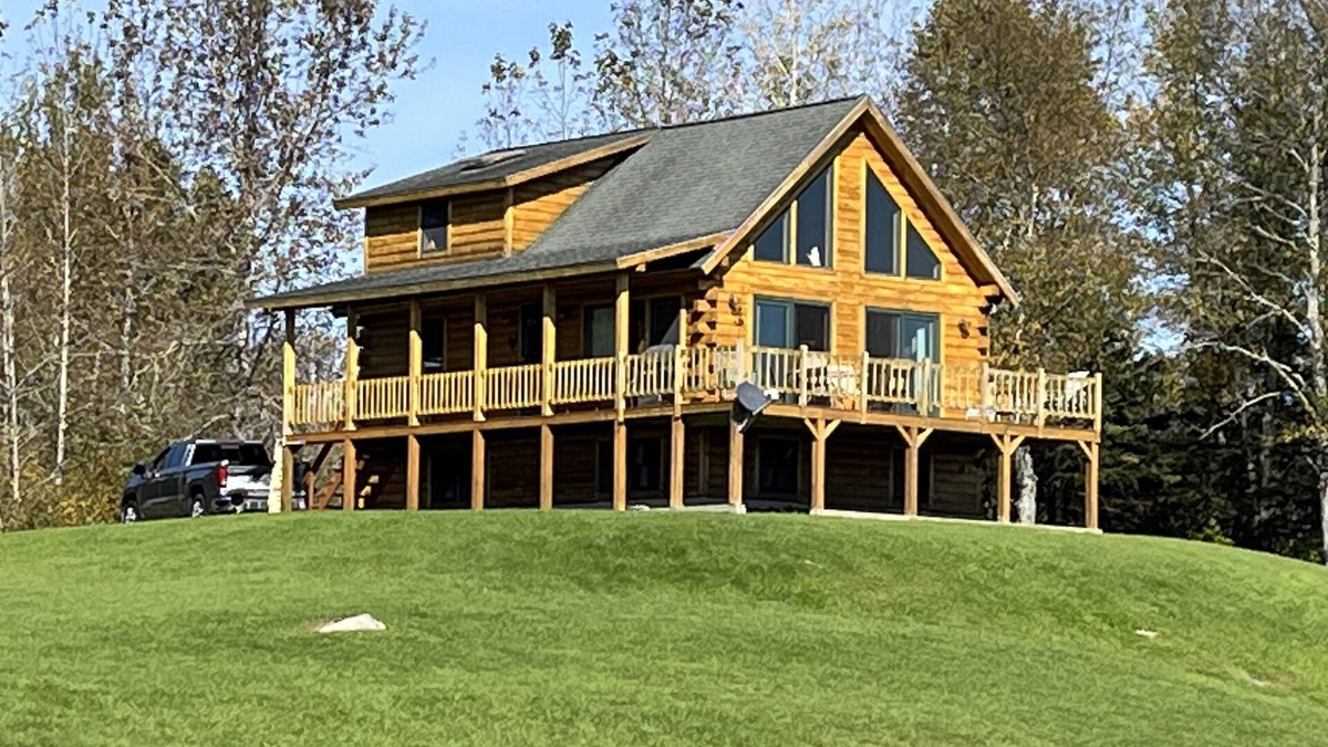 Colebrook Ski Chalet | Log Cabin on 6 acres w direct snowmobile trail access, Mountain views & sunsets