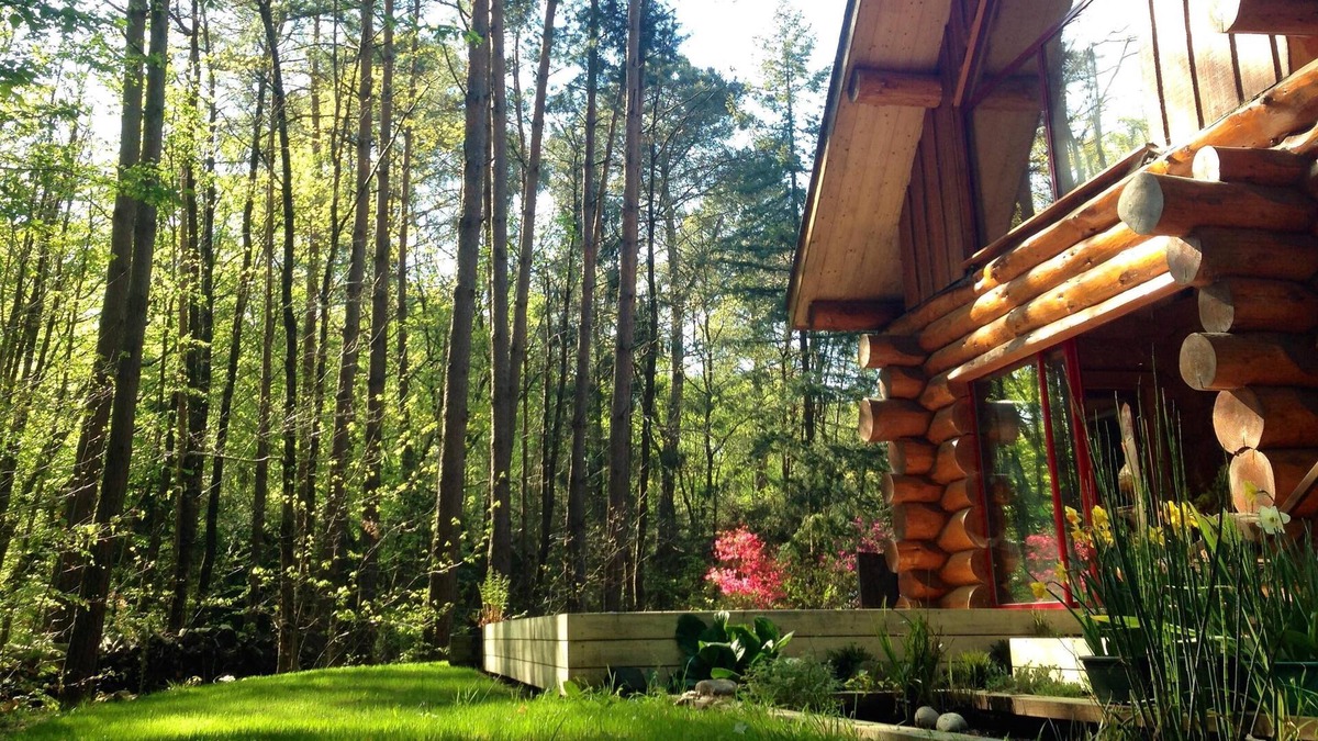 Plesse Ski Chalet | Log cabin (rough logs) among the trees and spa