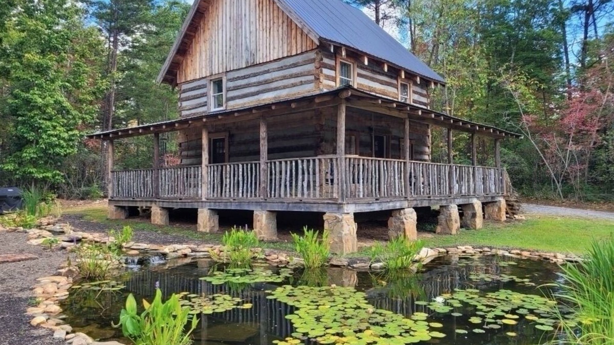 Mount Airy Cabin | Log Cabin with Koi Pond in Mayberry on the “Surry County Wine Trail”