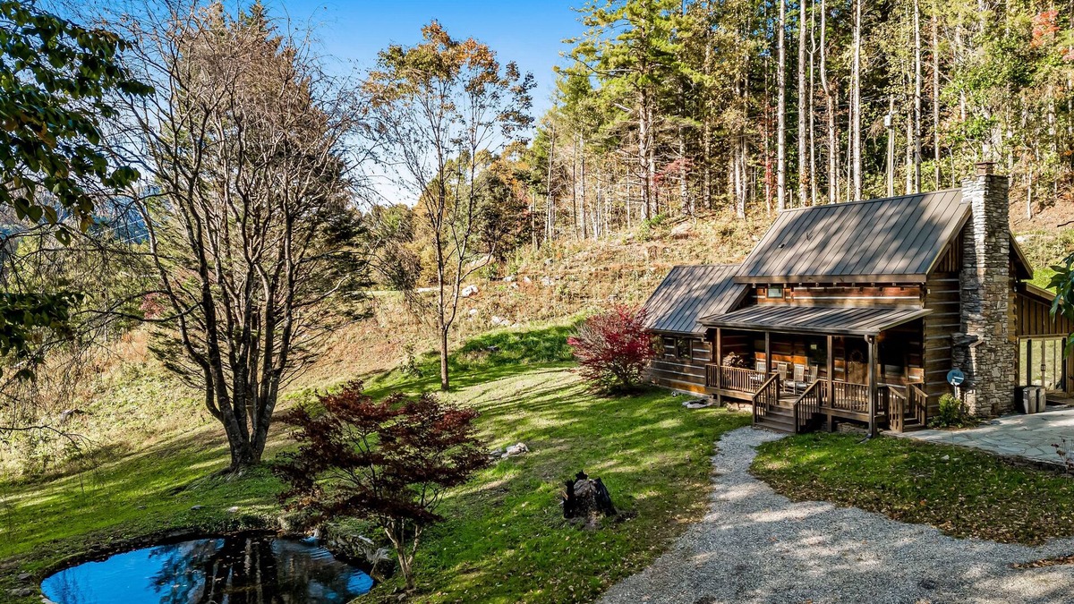 Canton Cabin | Lovely forest retreat with fireplace, full kitchen, front porch, and pond views