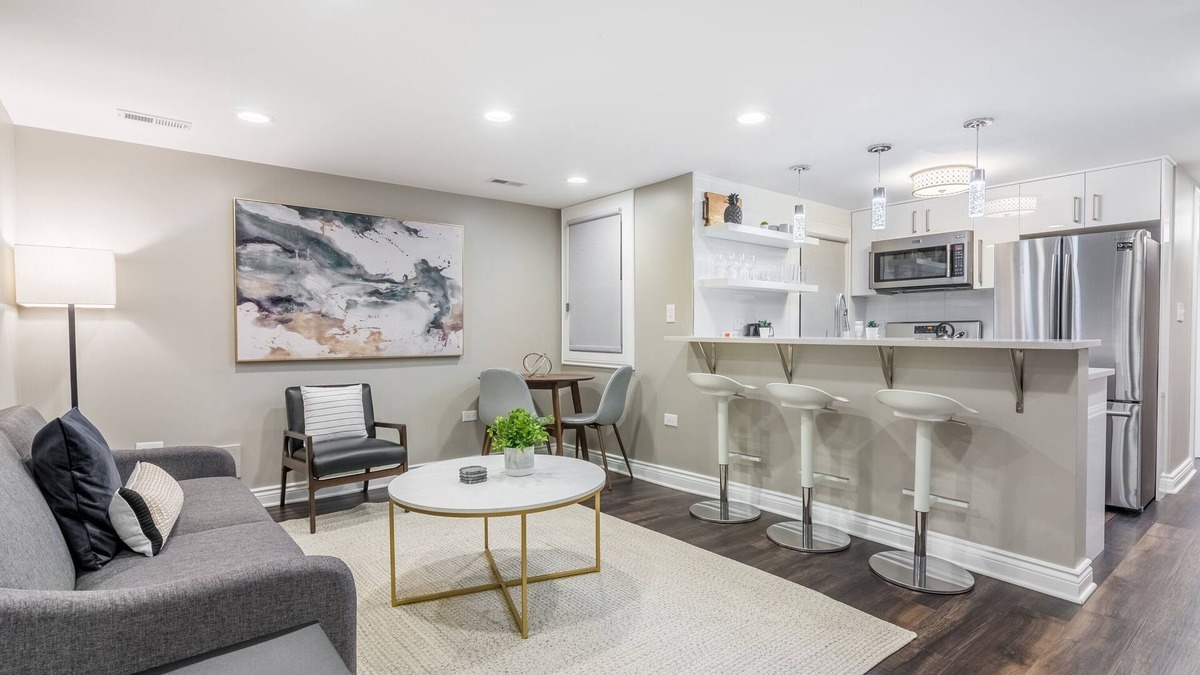 Park West Apartment | Lovely Garden Set up is Perfect for Your Morning Coffee or a Drink After Some Great Blues Music at Kingston Mines by AllSet Turnover