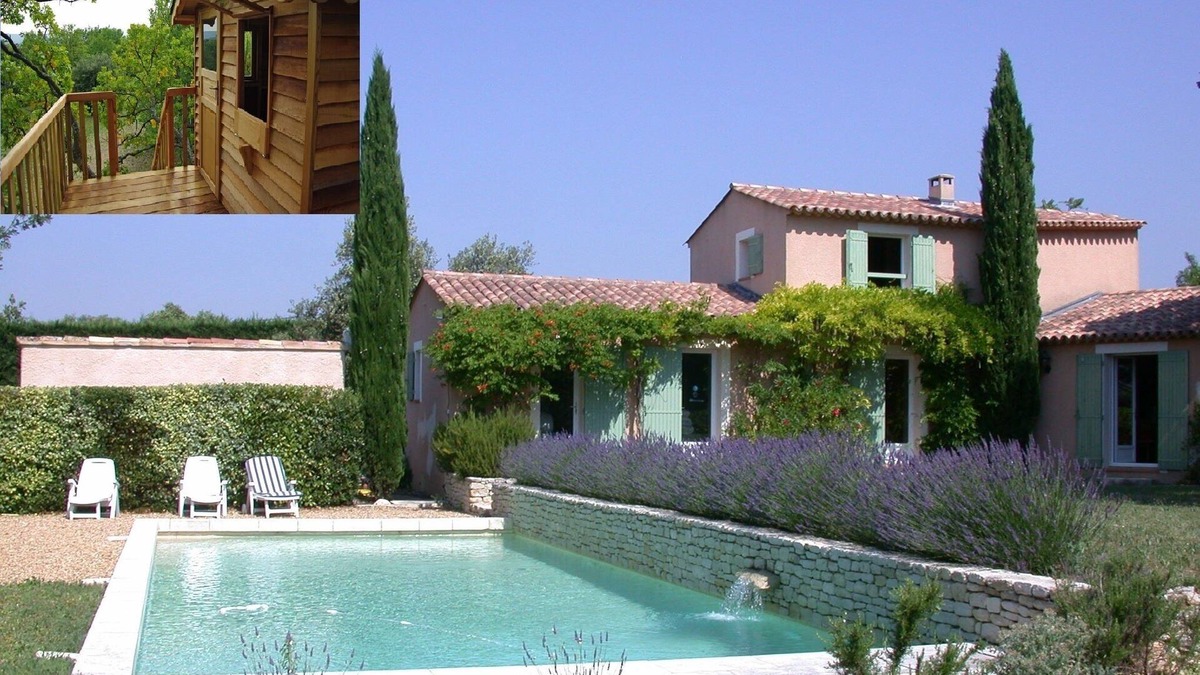 Croagnes Villa | Luberon villa 10 people plus 2 in CABANE PERCHEE in an oak- HEATED pool