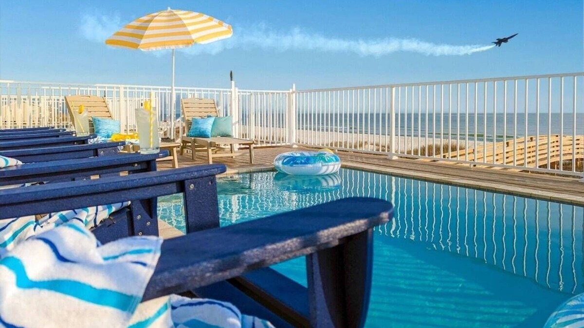 Southpointe House | Lux Beachfront w/Private Gas Heated Pool, Elevator, Indoor/Outdoor Game Rooms