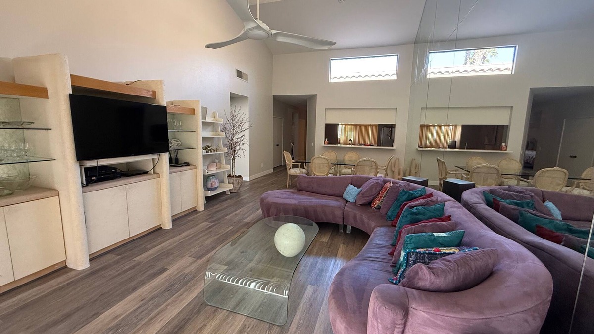 Palm Desert Condo | Luxe & Comfy Palm Valley Country Club Oasis: Golf Views - Den - Pools - Parking!
