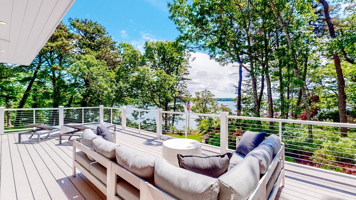 Yarmouth Port House | Luxe lakefront home on Follins Pond with private beach, amazing decks & yard