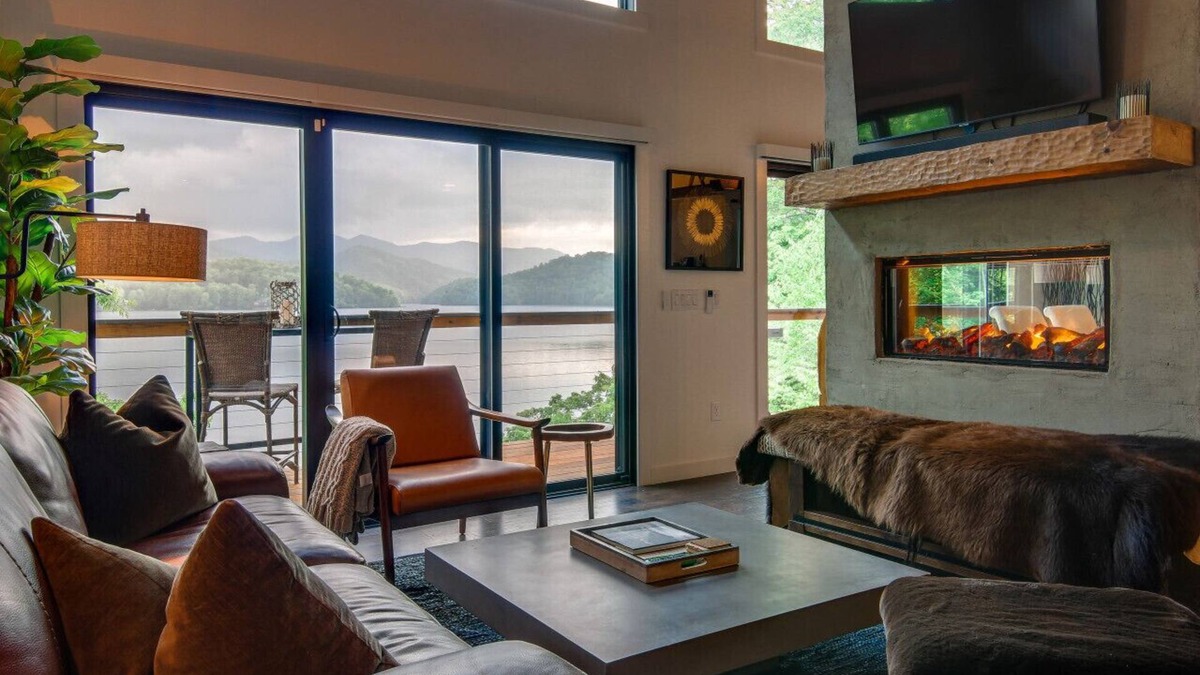 Topton Villa | Luxe Lakefront Villa w/Dock, Hot Tub & Fire Pit