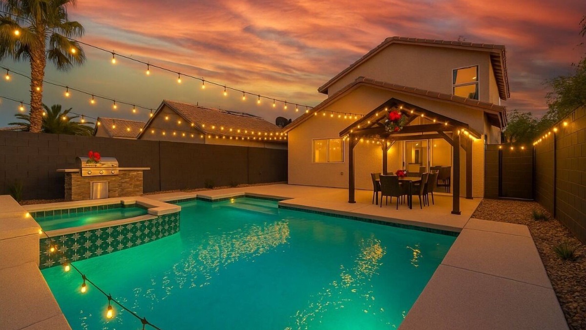 Rhodes Ranch House | Luxurious 3BR Villa-Near Strip,Hot Spa&Pool, Gazebo w/Bar, BBQ & Alfresco Dining