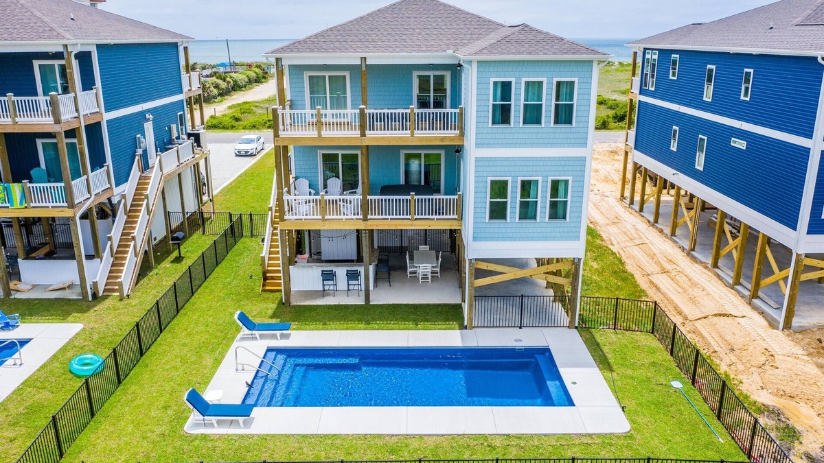 Sneads Ferry House | Luxurious 7BR Beach Home w/Ocean Views, Pool, Hot tub, and Elevator