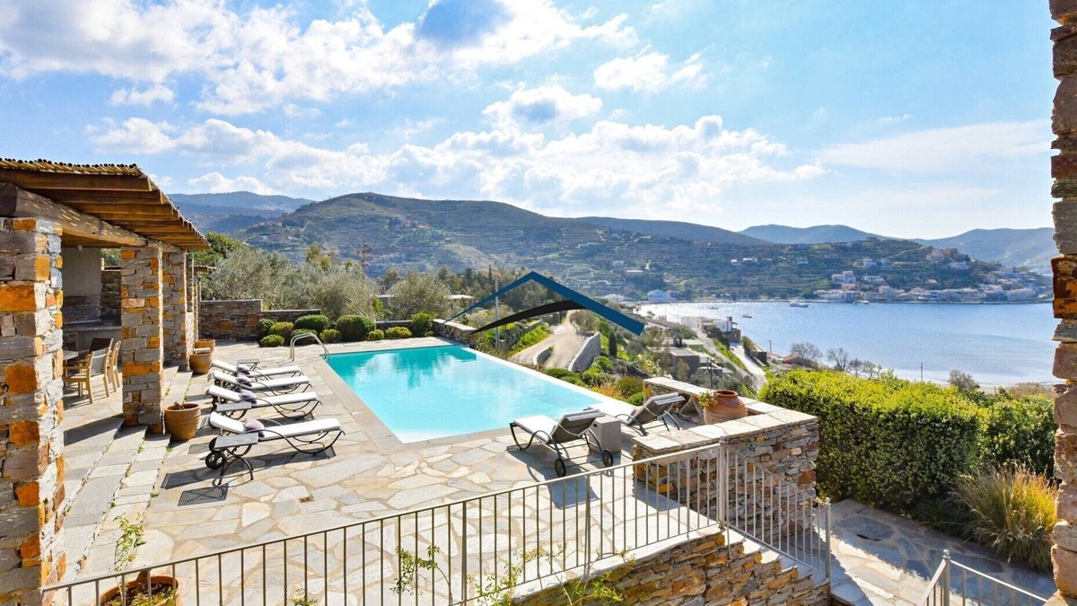 Vourkari Villa | Luxurious villa in Vourkari with a swimming pool, sea and sunset view.