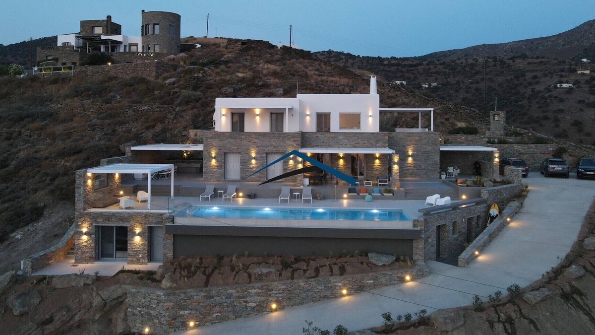 Kea Villa | Luxurious villa with a large pool and fantastic sea and sunset view. Sleeps 14.