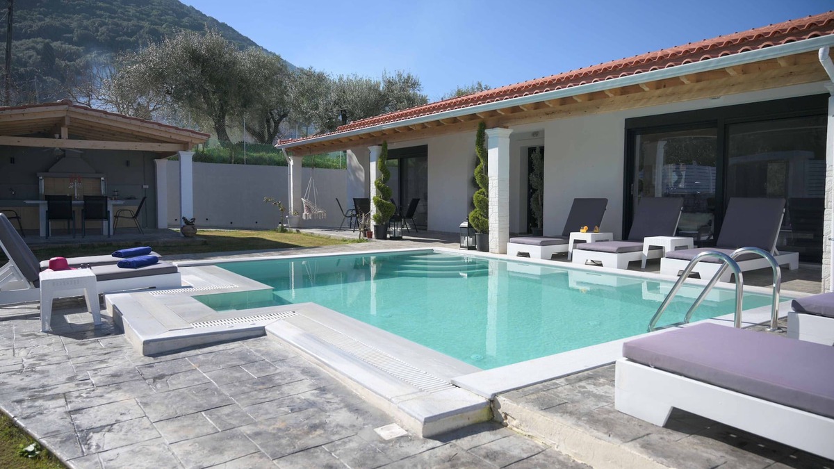 Messonghi Villa | Luxury 5-Bedroom Corfu Villa, Near Messonghi Beach with Pool, Hot Tub & BBQ Area