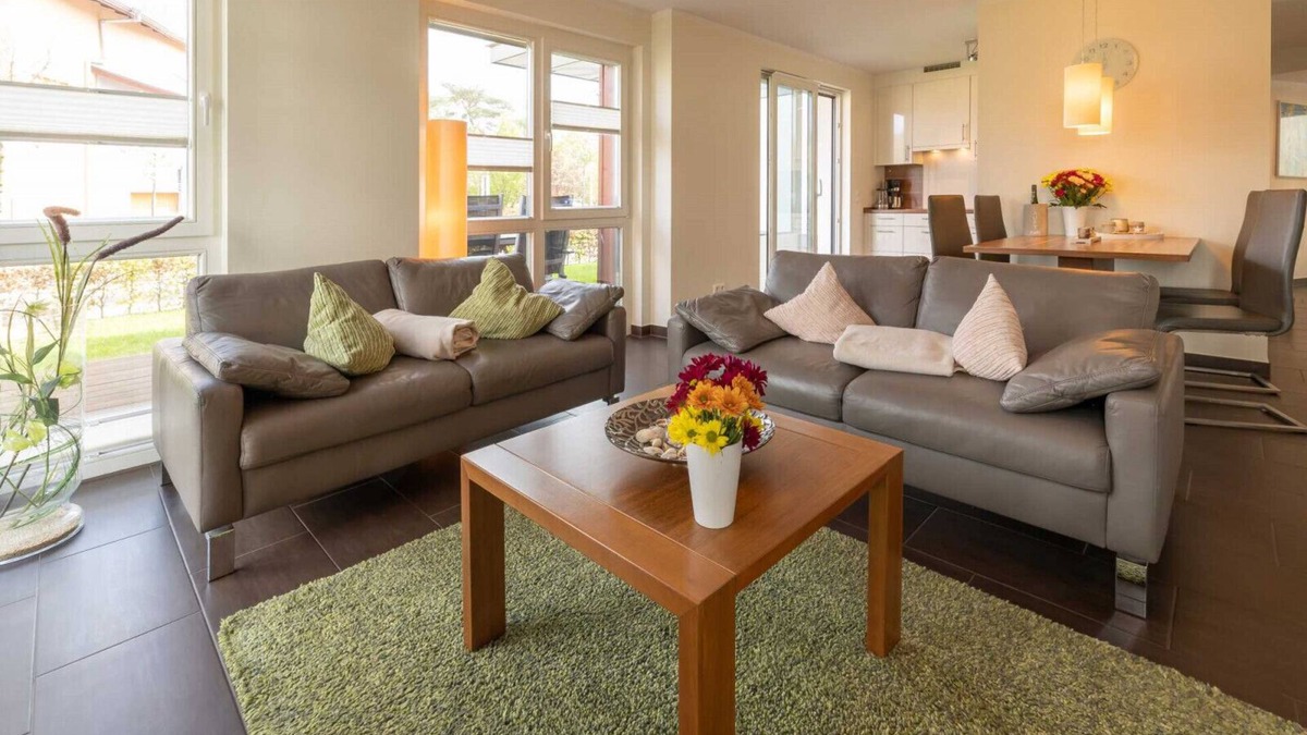 Ostseebad Baabe Apartment | Luxury apartment with sauna, corner bath, fireplace, wireless, beach chair on patio