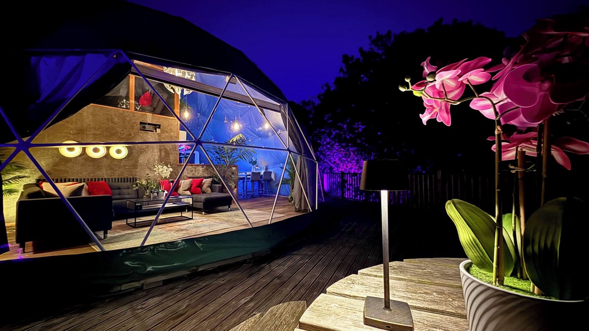 Newton Ferrers House | Luxury Geodome in Devon with Private Hot Tub, Fishing, and 3D Cinema Room