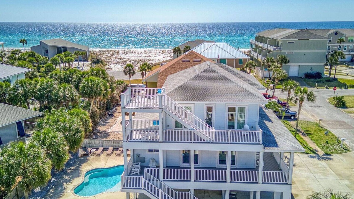Pensacola Beach House | Luxury Gulf view home w/Private Pool/Steps to the beach!