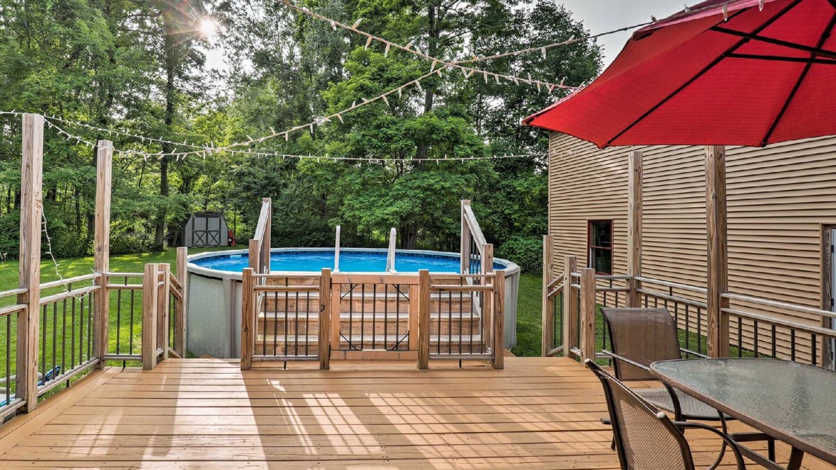 Seneca Falls Apartment | Luxury lakefront apartment and private pool! Pool open Memorial Day - Labor Day.