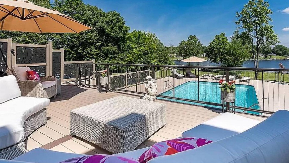 Norton Shores House | Luxury Lakefront 6-Bed Home in Norton Shores with Pool, Hot Tub, Video Games