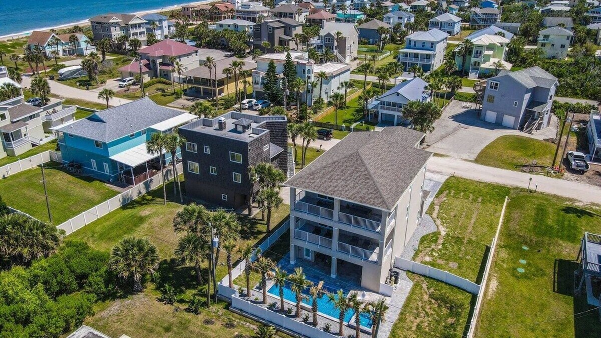 Marineland Acres House | Luxury Ocean View Home with Pool & Spa steps to the beach, fenced yard