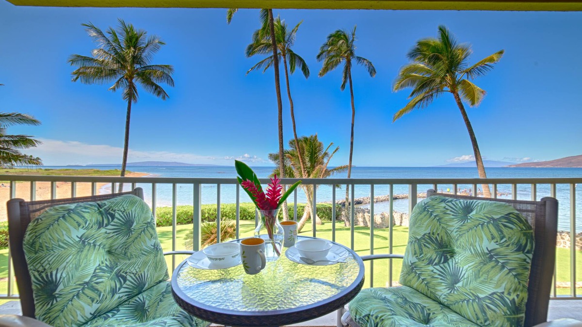Kihei Condo | Maui Paradise – BEACH FRONT condo w/AC, Stunning Ocean & Sunset Views!