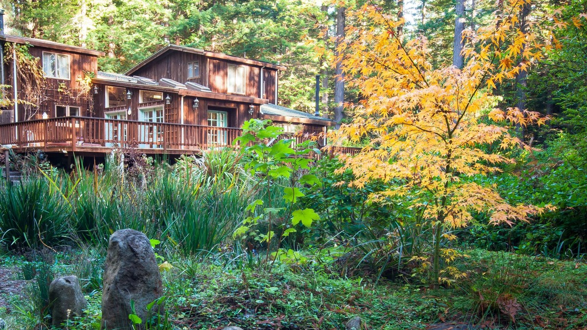 Fort Bragg House | Mendocino Handcrafted 6000 sqft Lodge Views tallest Redwoods & Zen Pond Garden