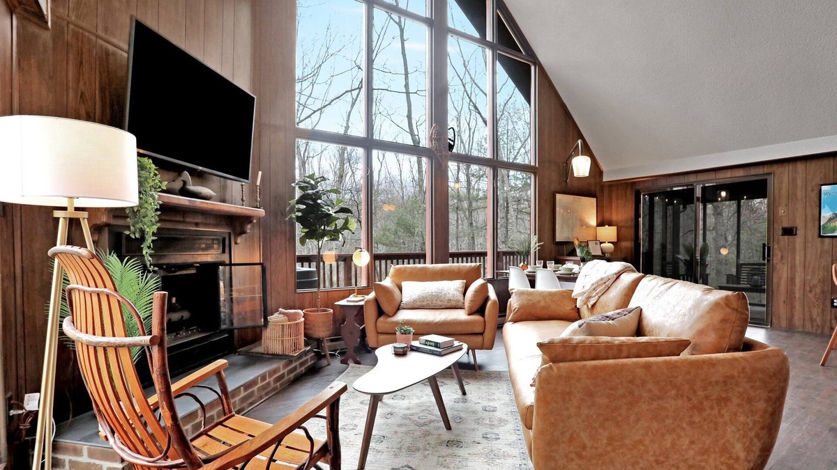 The Woods Cabin | MID-CENTURY MODERN A-FRAME - HOT TUB/FIREPIT IN WOODS