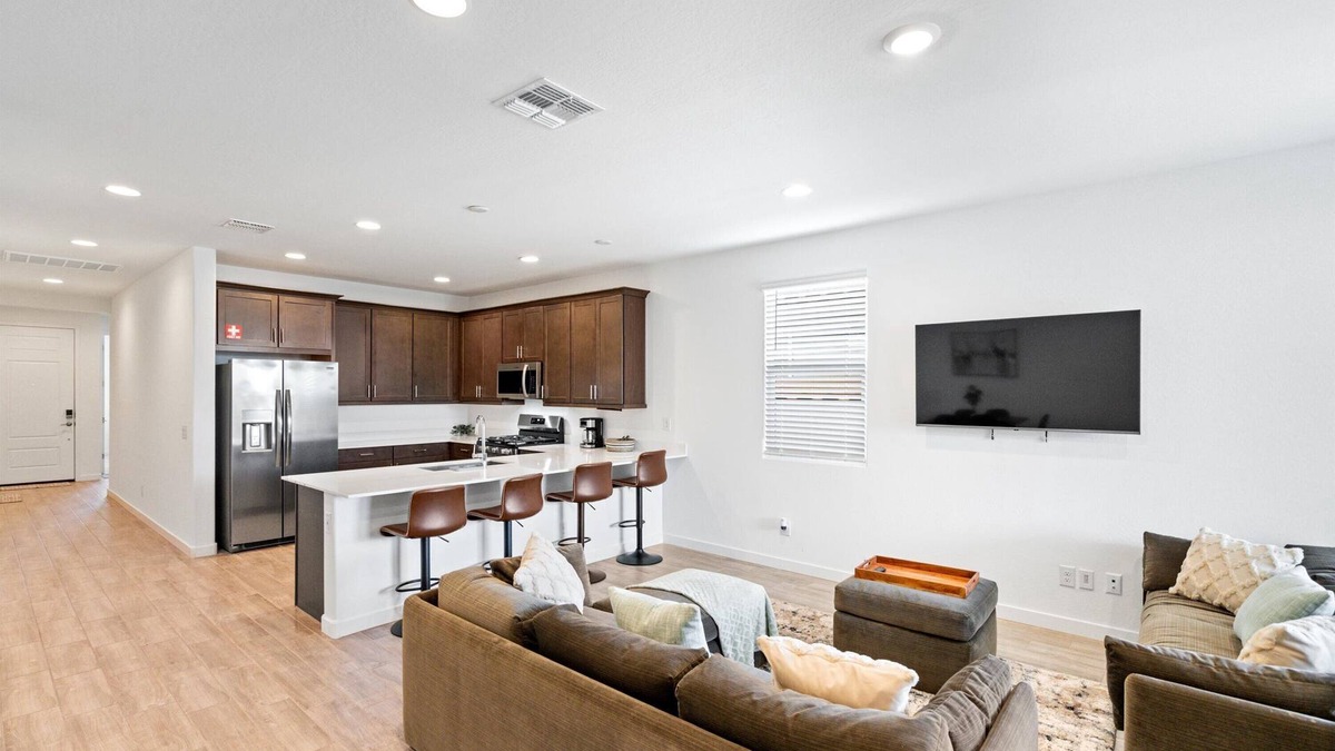 Goodyear House | Modern 3BR/2BA home in Goodyear with a community pool, pickleball courts, and EV charger! Less than a mile from Goodyear baseball stadium and close to other major venues, shopping, and golf courses!