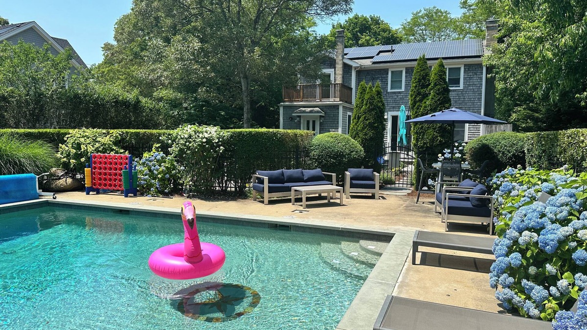 Oak Bluffs House | Modern 4 bed/3.5 bath Farmhouse, private HEATED POOL and AC on bike path