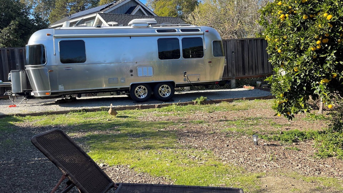 Strawberry House | Modern Airstream with WiFi and AC in Charming Mill Valley with Backyard Ducks