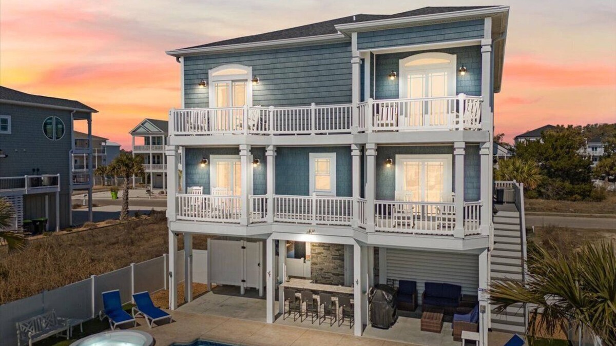 Ocean Isle Beach House | Modern Beach House: GameRoom, HeatedPool, HotTub, & TikiBar in Ocean Isle Beach