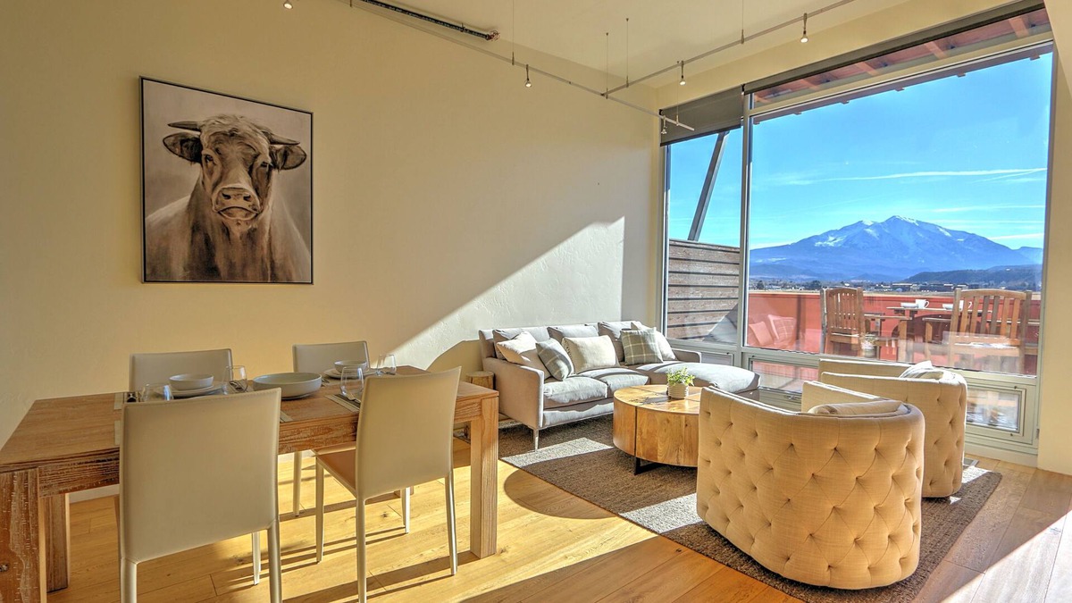 Dolores Lofts Condo | Modern Industrial Loft w/Spectacular Sopris Views, Fireplace, Central Location!