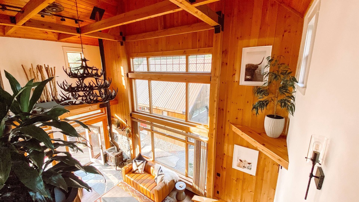 Morrisville House | Modern Post & Beam near Stowe Village with Mountain Views and Private Waterfall