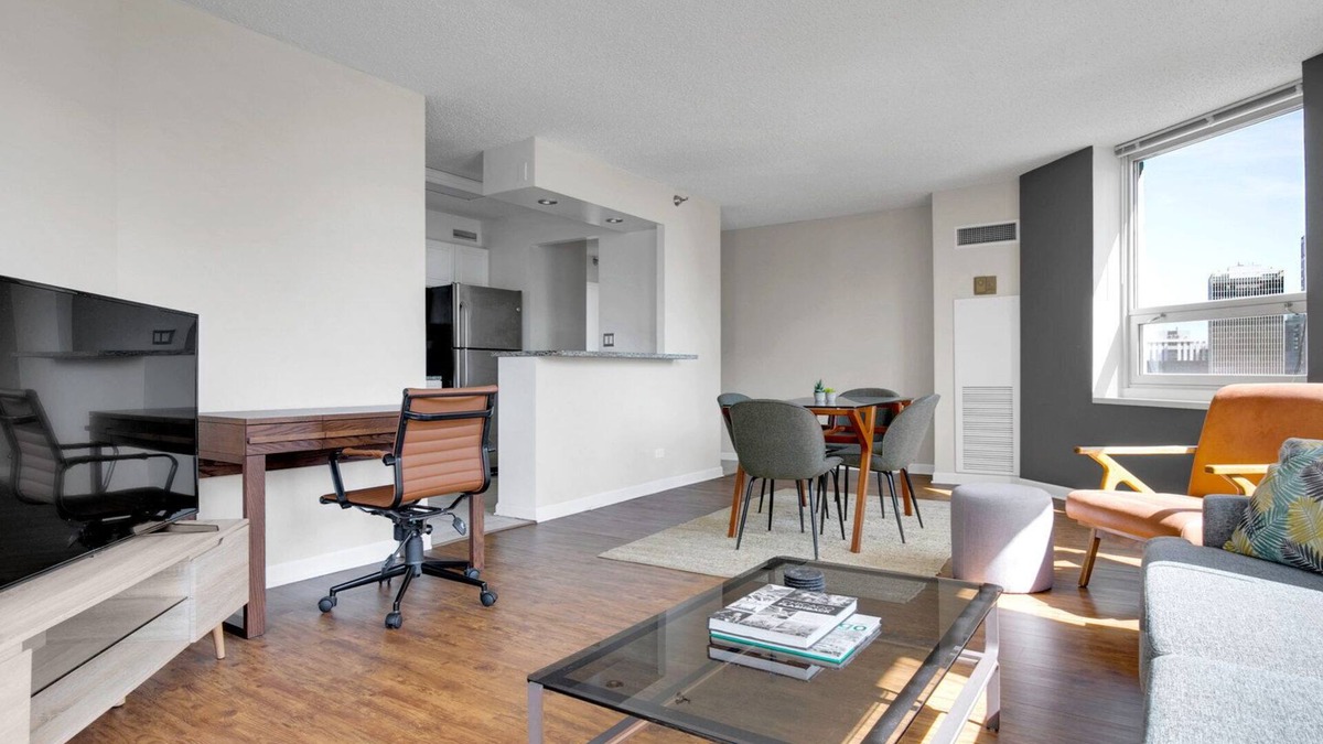 Rush and Division Apartment | Modern River North 1BR w/Gym + W/D near Mag Mile by Blueground