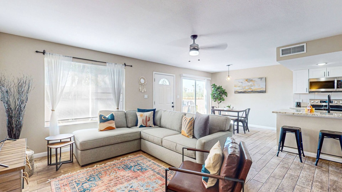Fontana House | Modern townhome with pool, AC, W/D, grill, and private patio