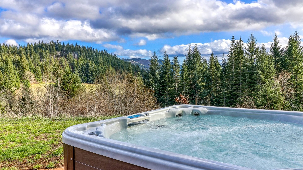 White Salmon House | Mountain cabin on 5 acres with private hot tub & Mt. Hood views