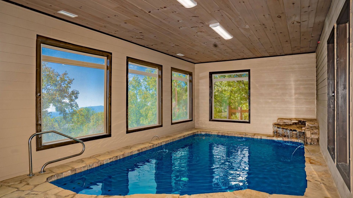 Sevierville Cabin | Mountain Castle: VIEWS, Indoor Pool, Home Theater, Top Amenities, near Attractions!