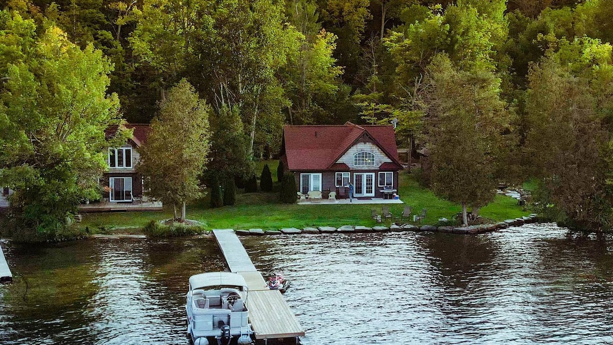Utterson Cottage | Muskoka Lakefront Cottage Private Dock Fire Pit Kayaks Spectacular Sunset Views