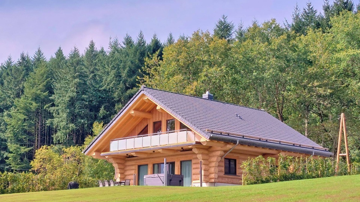 Langweiler Ski Chalet | Natural log cabin chalet (new build 2025!) in the Hunsrück with lake and national park views