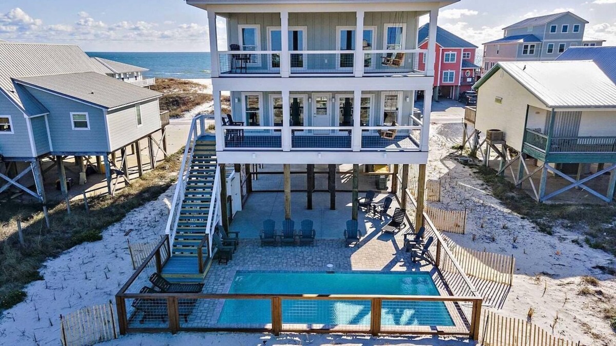 Fort Morgan House | Never Blue Your Beachfront Escape 6 bedrooms 6.5 baths Private Heated Pool by Prickett Properties