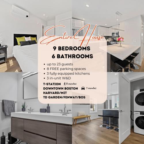 Ward Two House | NEW 9BR6Bth Parking MIT Harvard Boston Walk to T