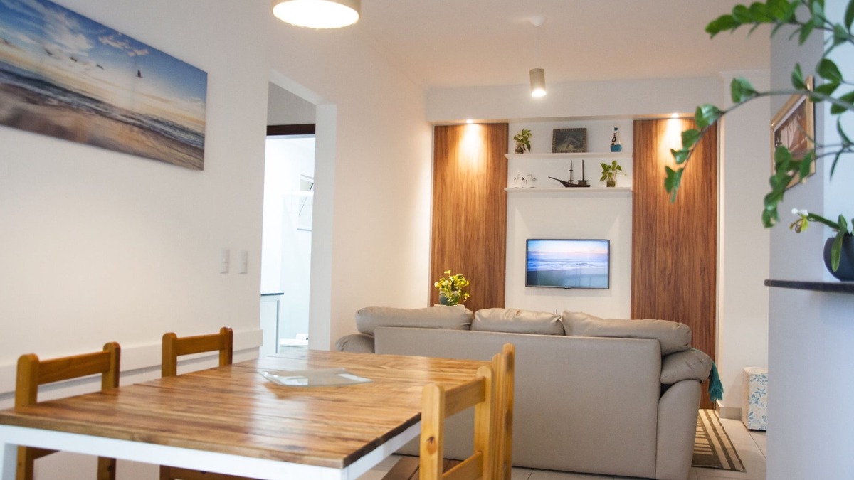 Itagua Apartment | New apartment with gourmet balcony, AC, 2 parking spaces, Wi-Fi and Smart TV, 200m from the beach