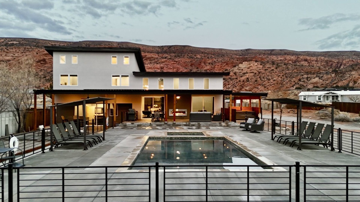 Moab South Valley House | New Exclusive Retreats Desert Panorama with Private Pool Sleeps 20