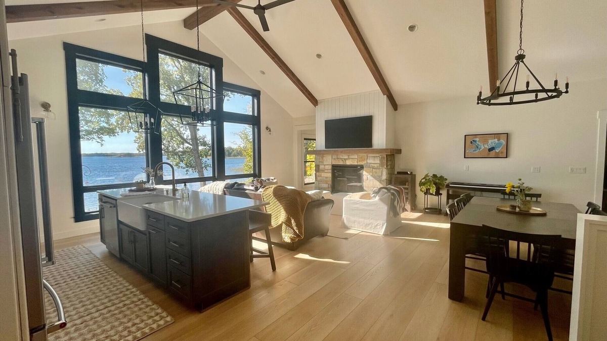Aitkin House | New, stunning modern lake home with private swimming beach and dock