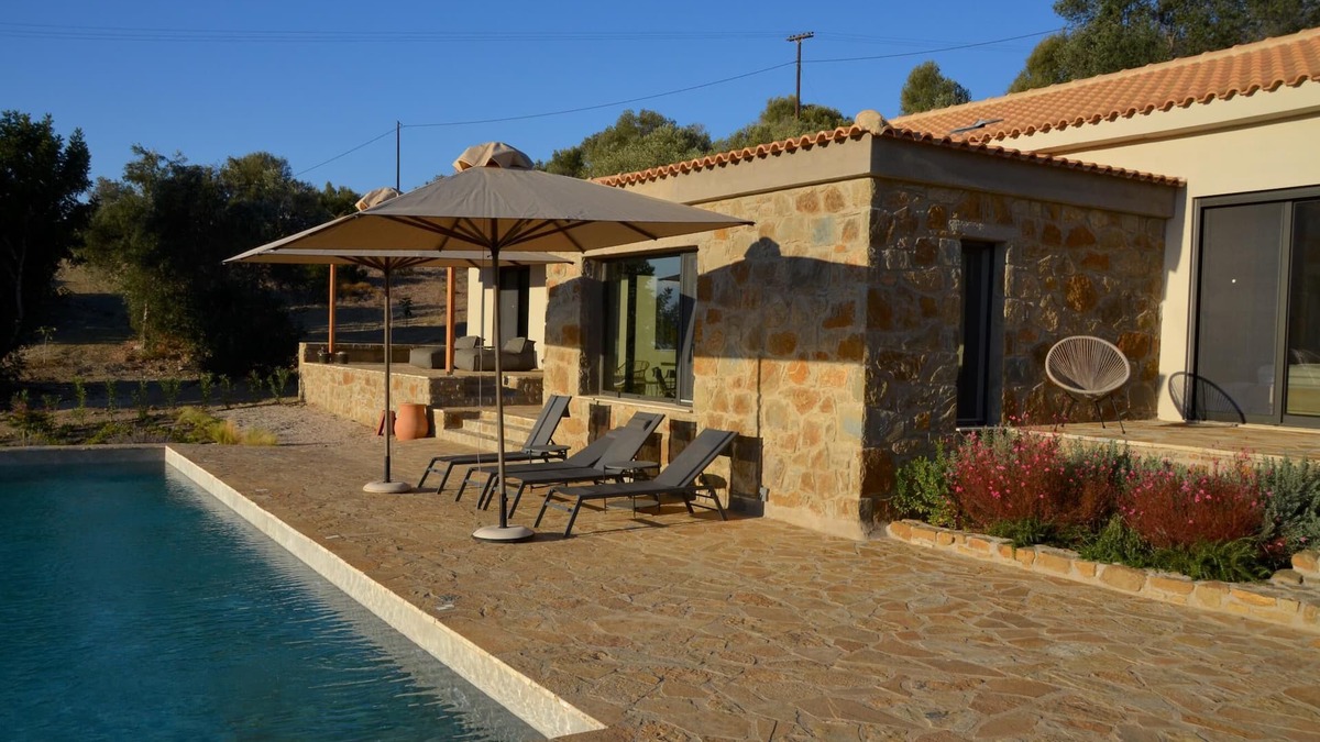 Pylos-Nestoras House | Newly built finca with pool above the picturesque Finikounda Bay, Peloponnese