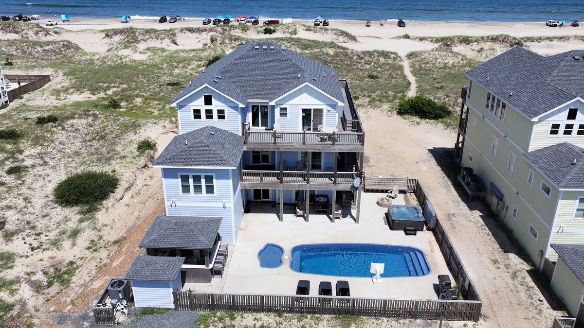 Carova Beach House | OCEANFRONT, Pool, 4-wheel drive area, Wild Horses, Ocean Views, Pool Table-4x2105, Blue Dune